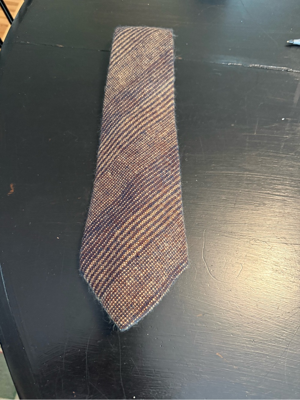 Valentino Brown Textured Wool-Blend Diagonal Stripe Tie
